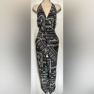 Chic Monochrome Patterned Jumpsuit